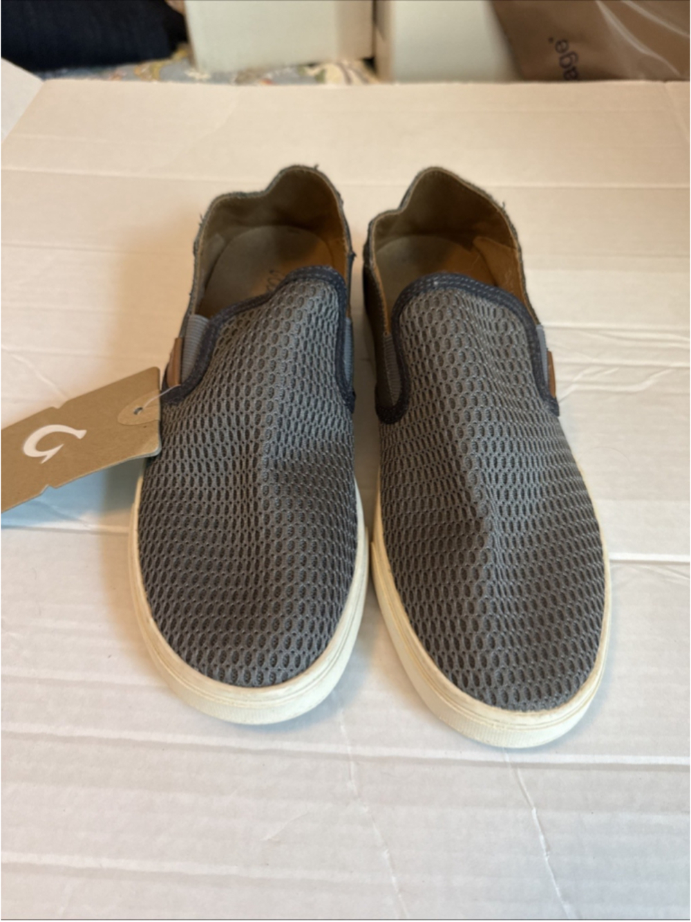 NWT Olukai Pehuea Charcoal Women’s 7.5 Slip On Shoes Comfort Sneakers
